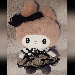 My Melody Plush 14” Black Gingham Lace Dress Stuffed Animal Goth Rare